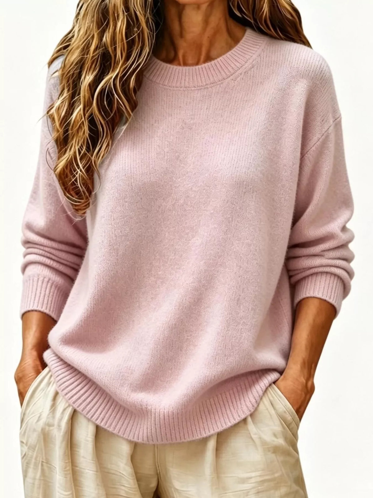 Enid tröja med släppta axlar, rosa
