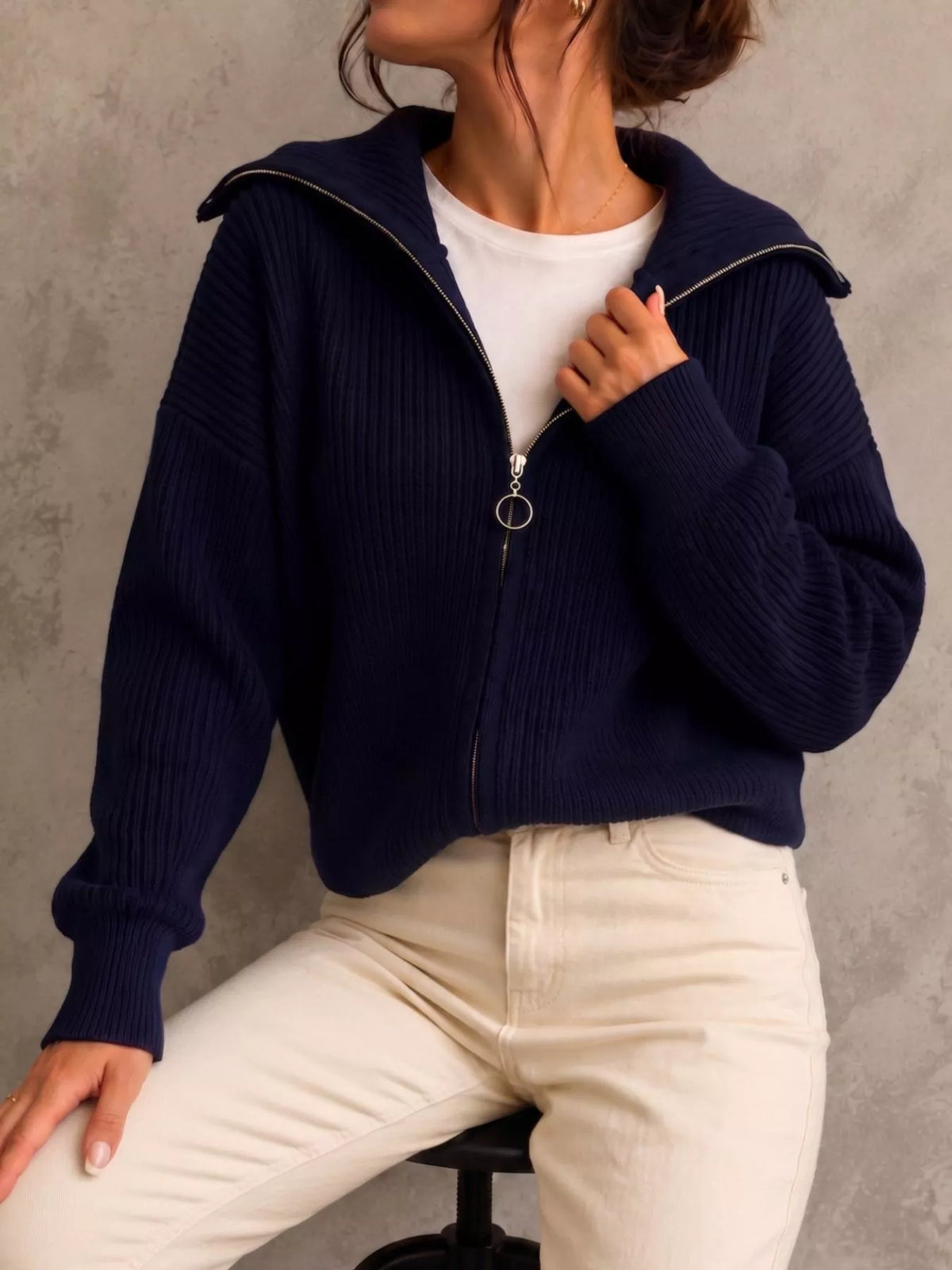Oda ribbstickad cardigan