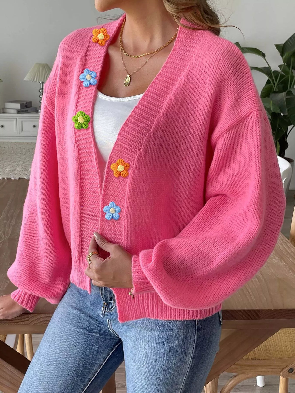 Mätta blommig cardigan