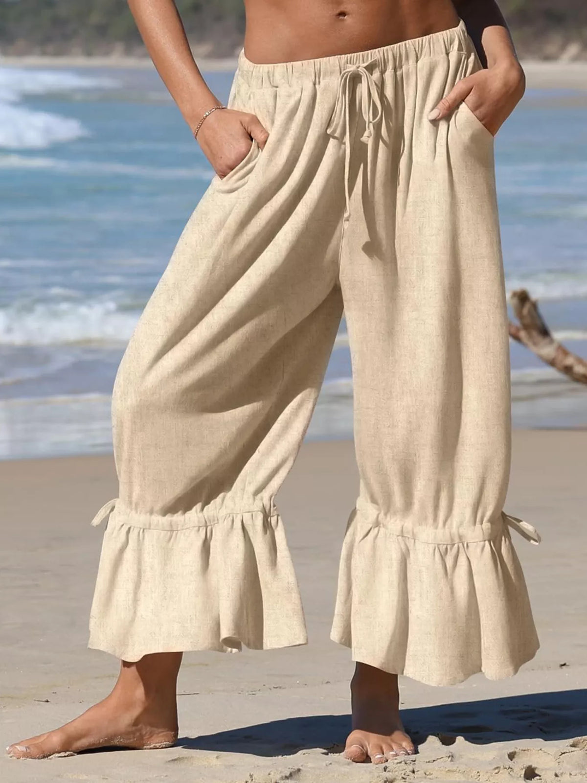 Hannah byxor med volanger, khaki