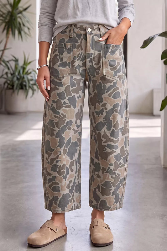 Hortensia kamouflagemönstrade jeans, taupe
