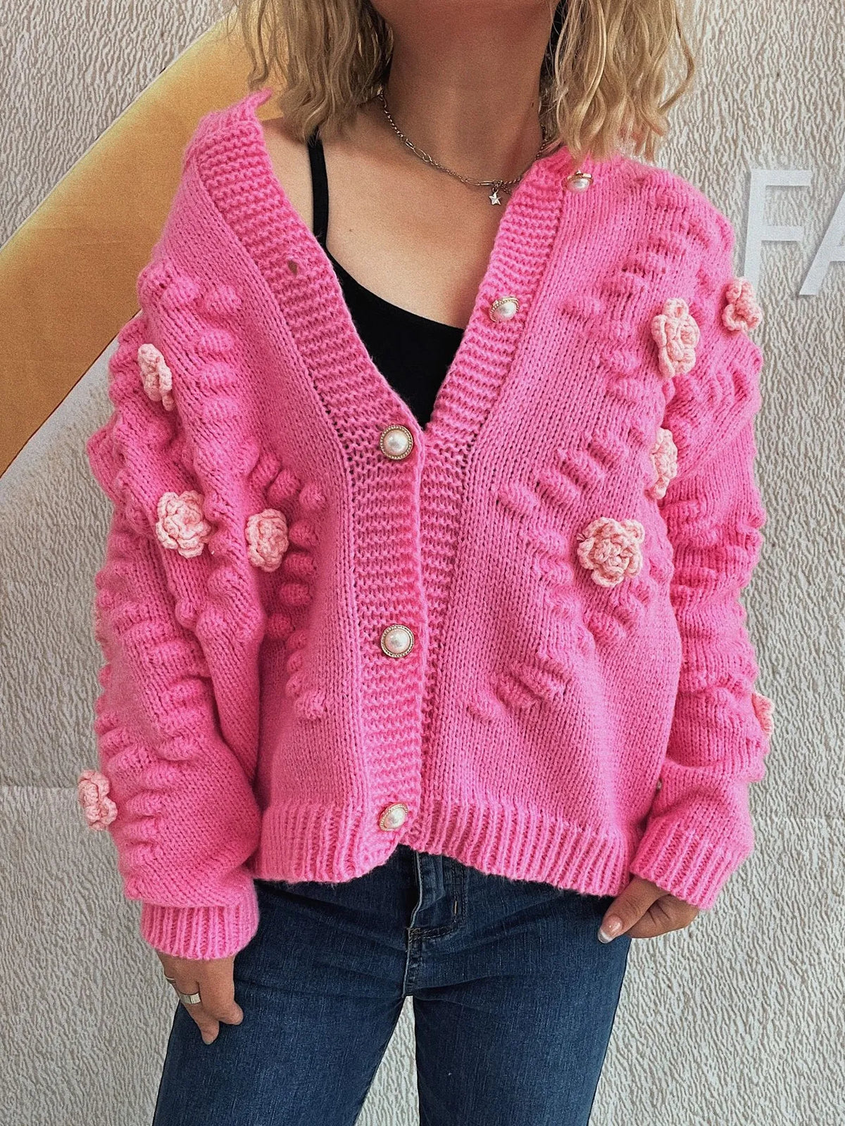Ina cardigan med blomdetaljer
