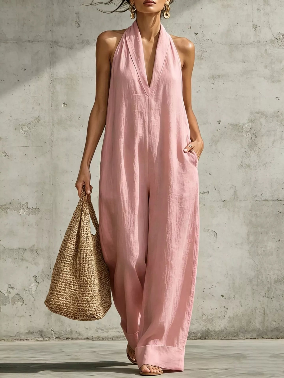 Alanis jumpsuit med halterneck, rosa