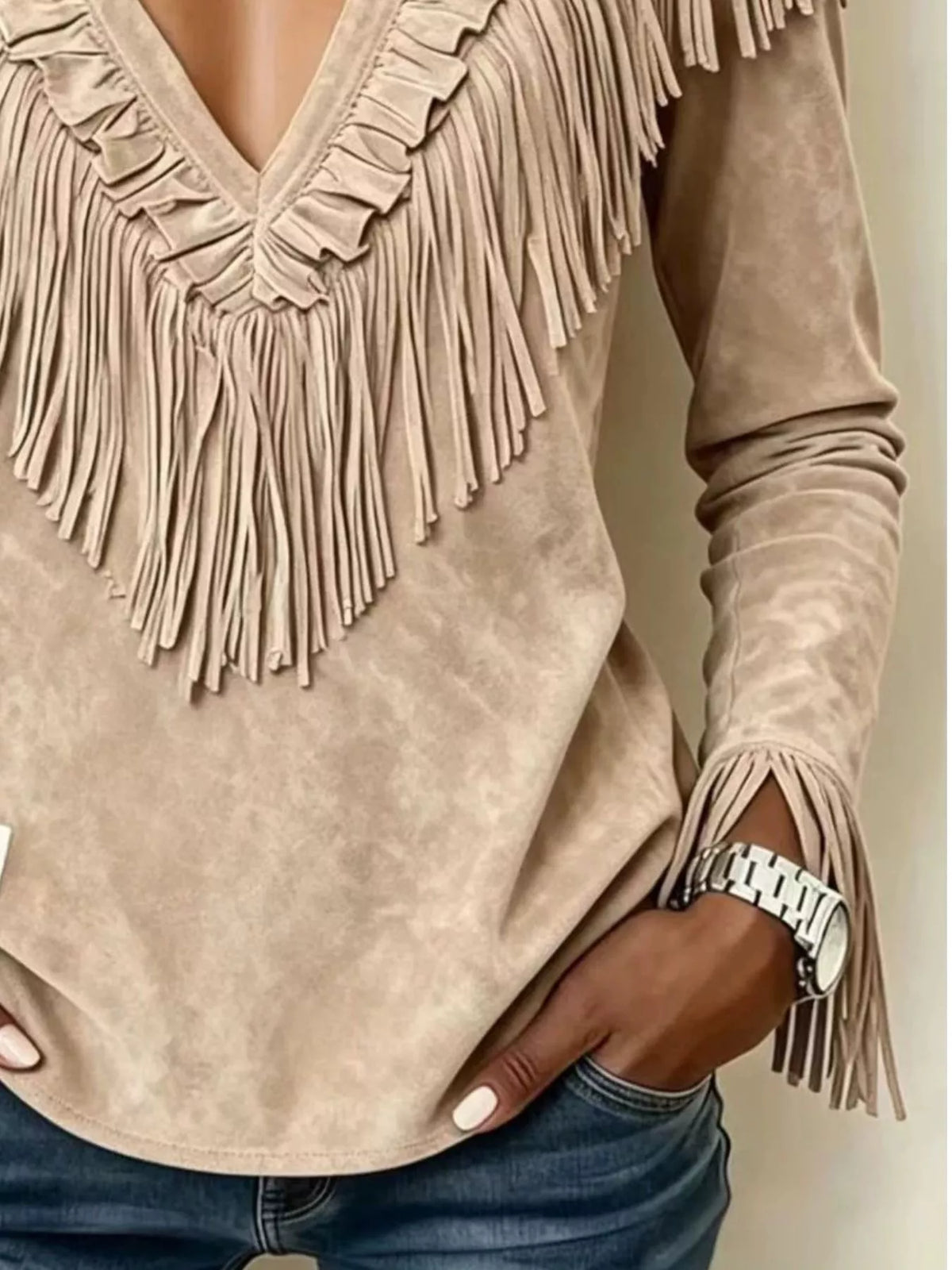 Edda blus med fransar