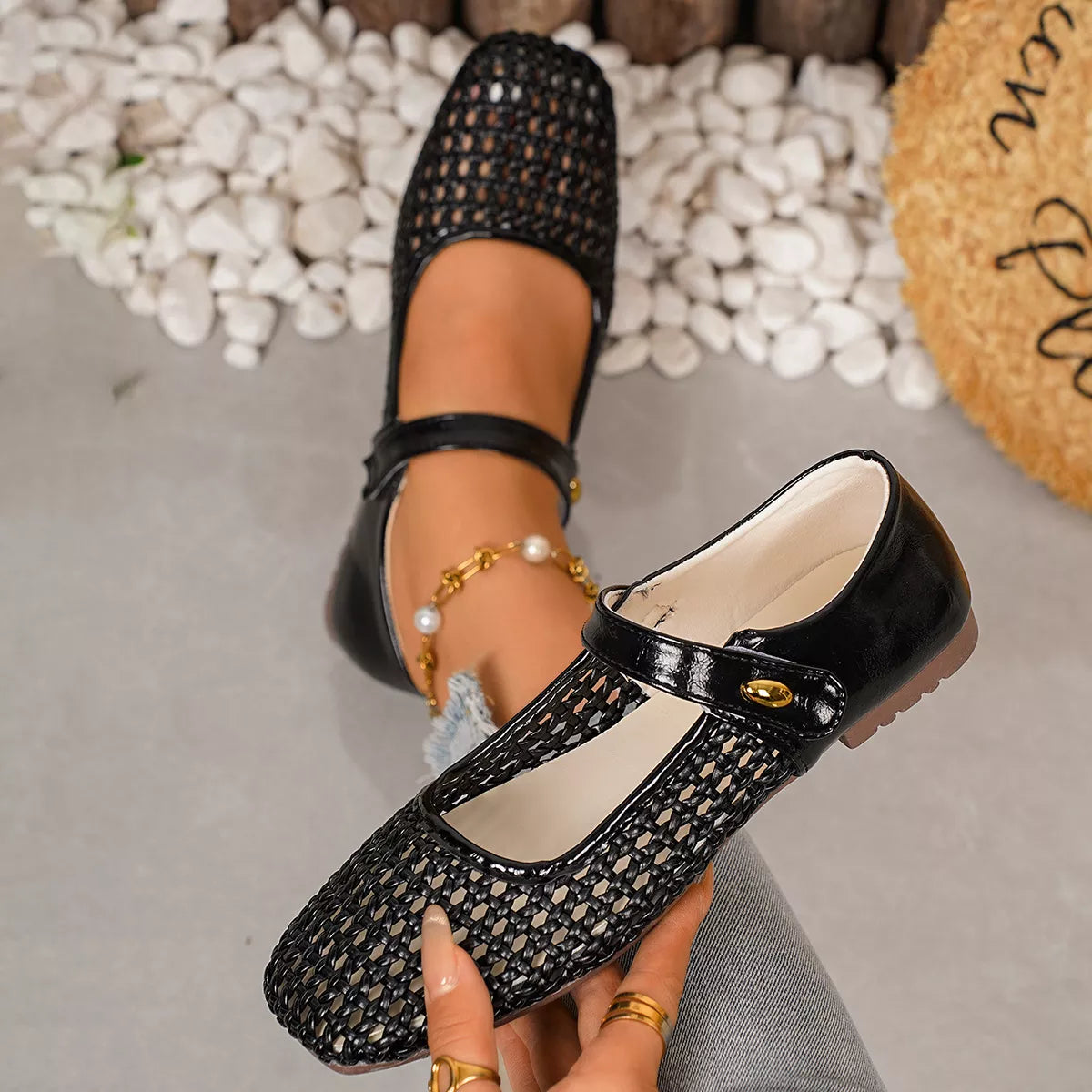 Alanna slip-ons i läderlook