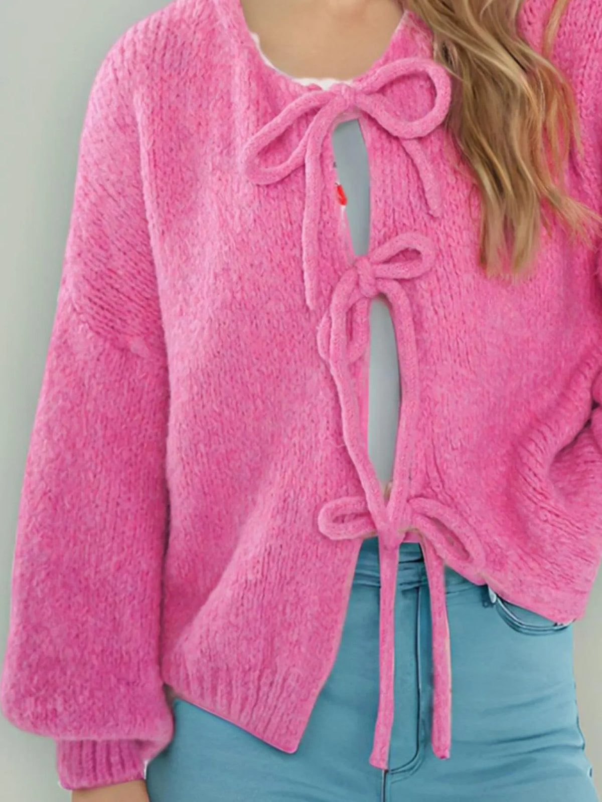 Kinga cardigan med rosett