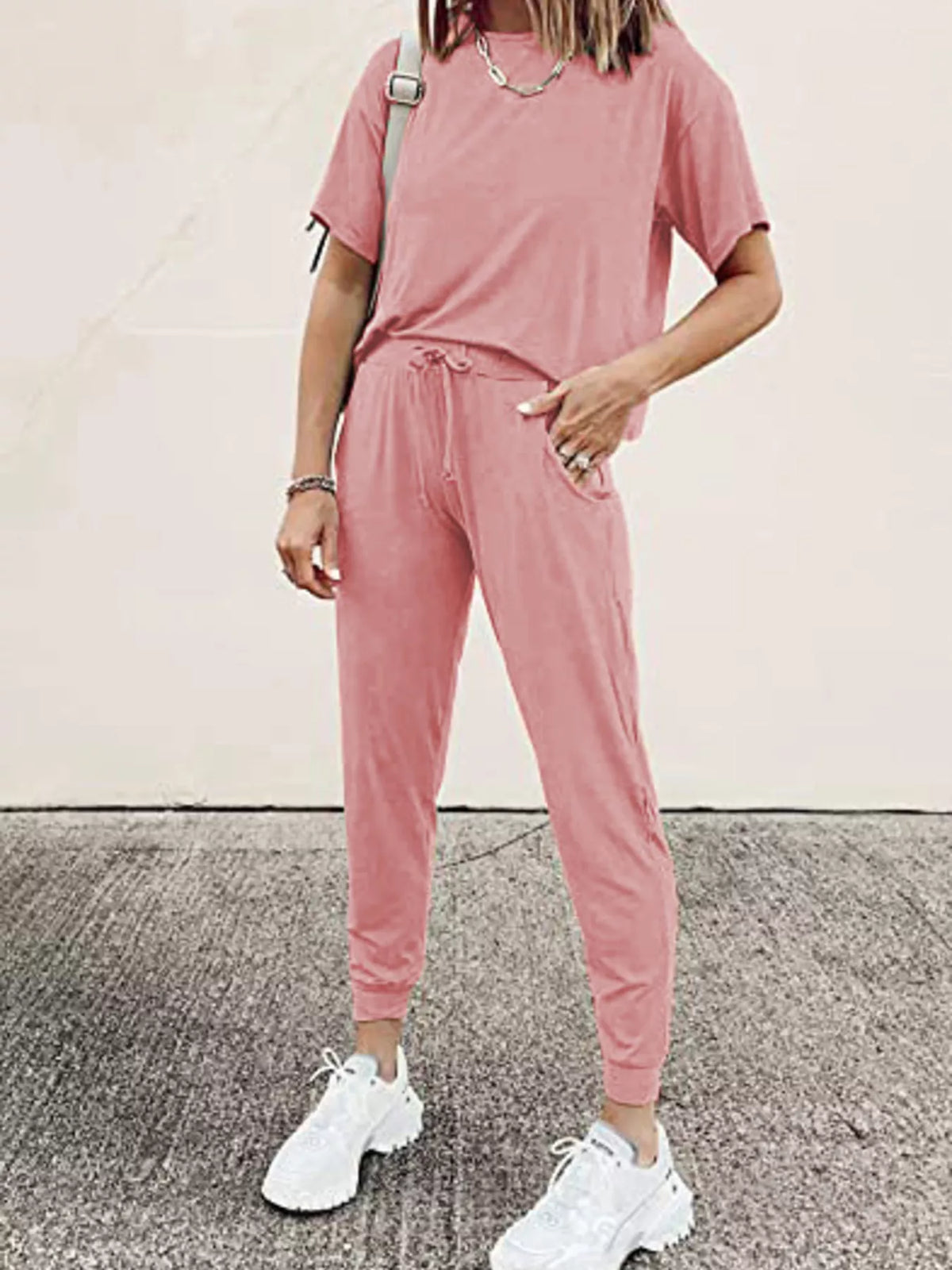 Nerys ankellångt set, rosa