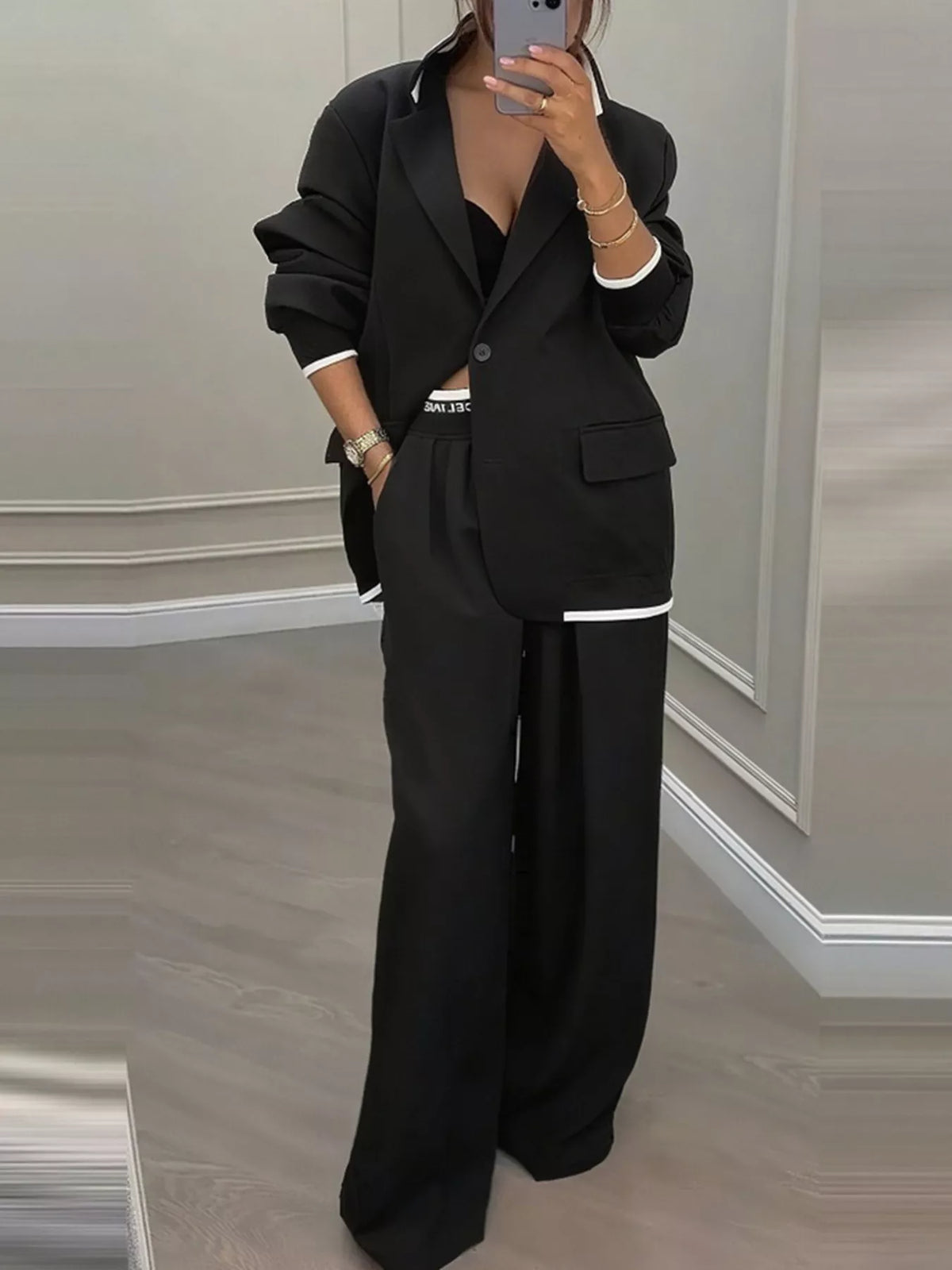 Jodie vidbent set, svart