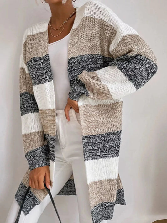 Melina randig cardigan, grå