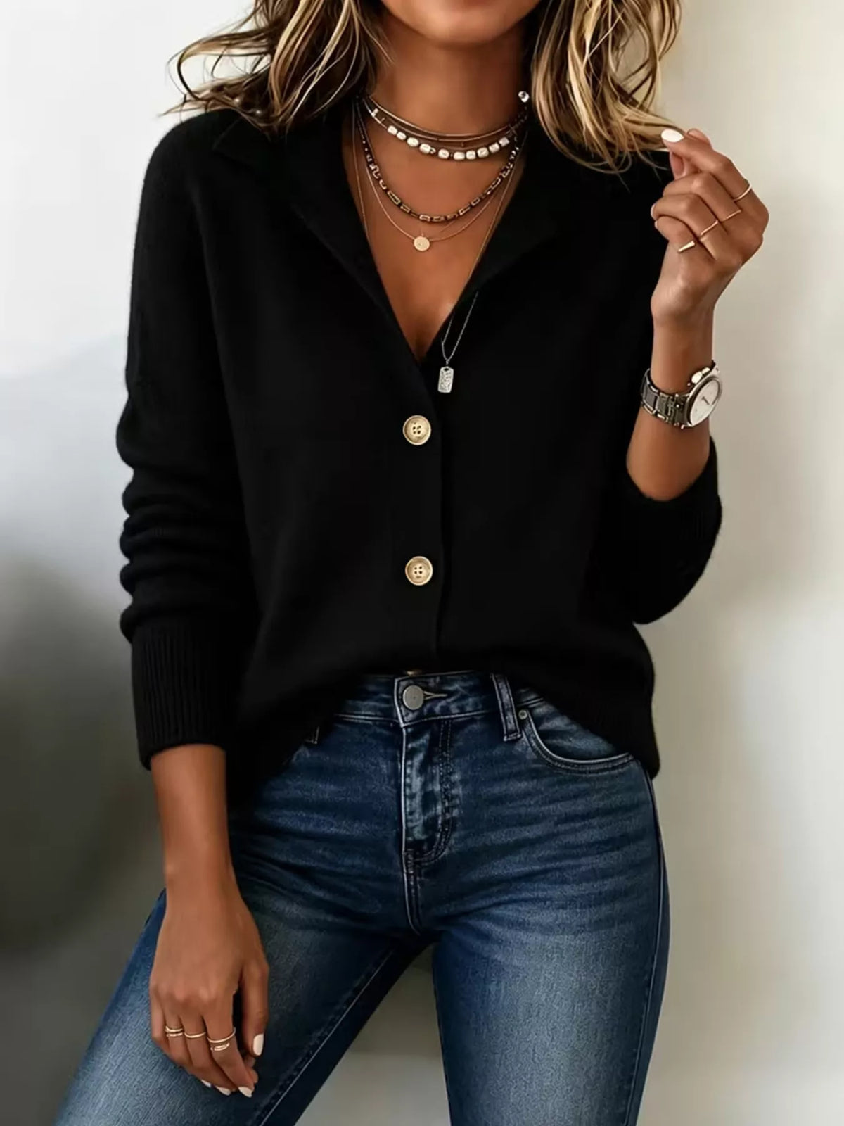 Maddie knäppt cardigan, svart