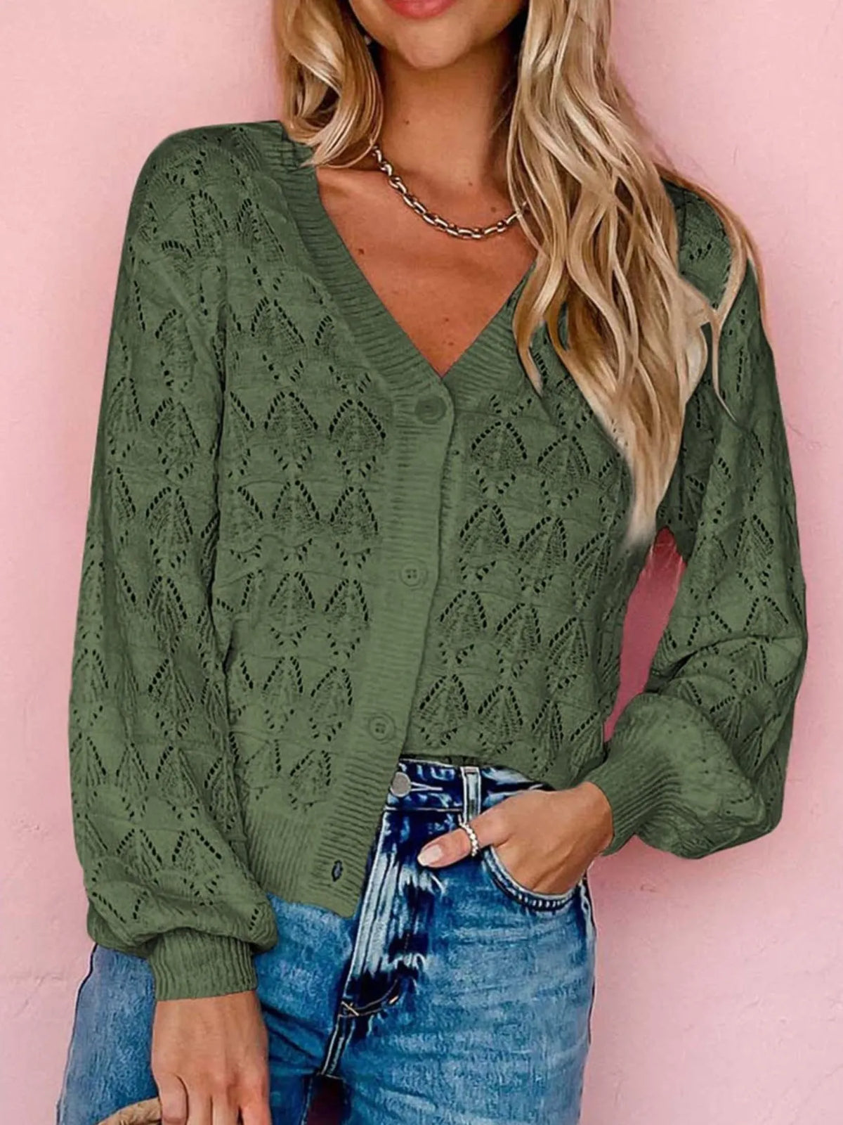 Rhea hålstickad cardigan