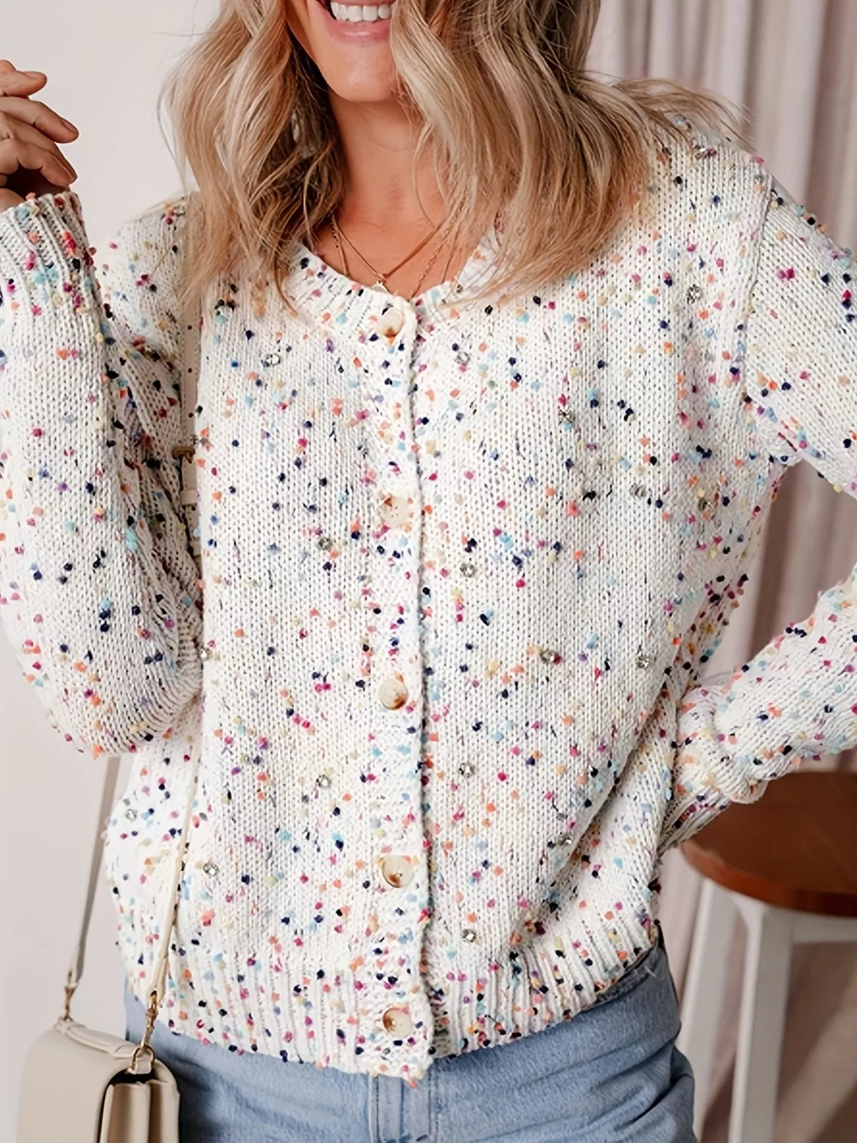 Solana ribbstickad cardigan