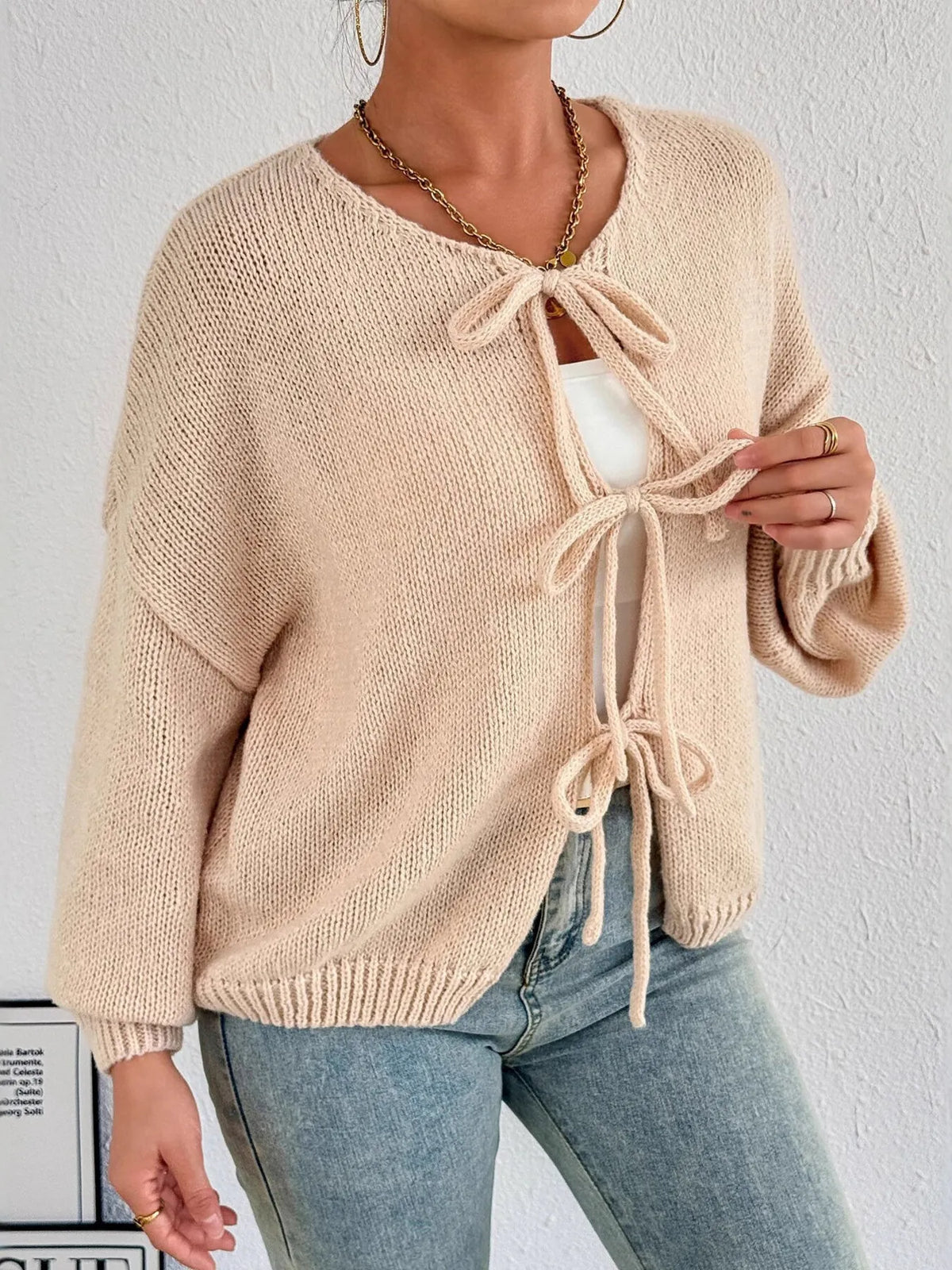 Kinga cardigan med rosett