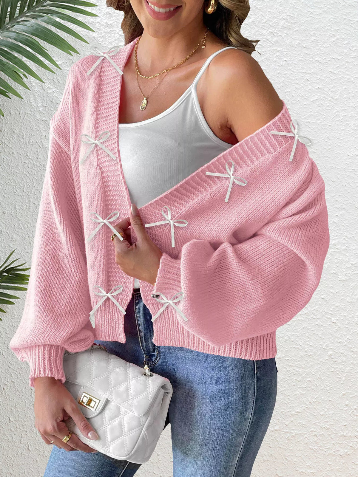 Monica cardigan med rosett