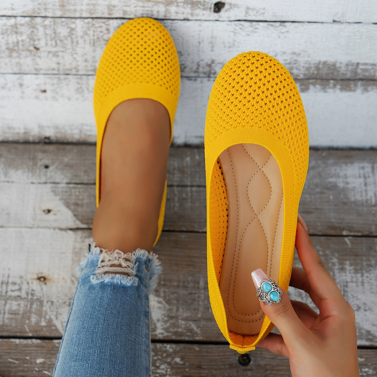 Rosina slip-ons i mesh, guld