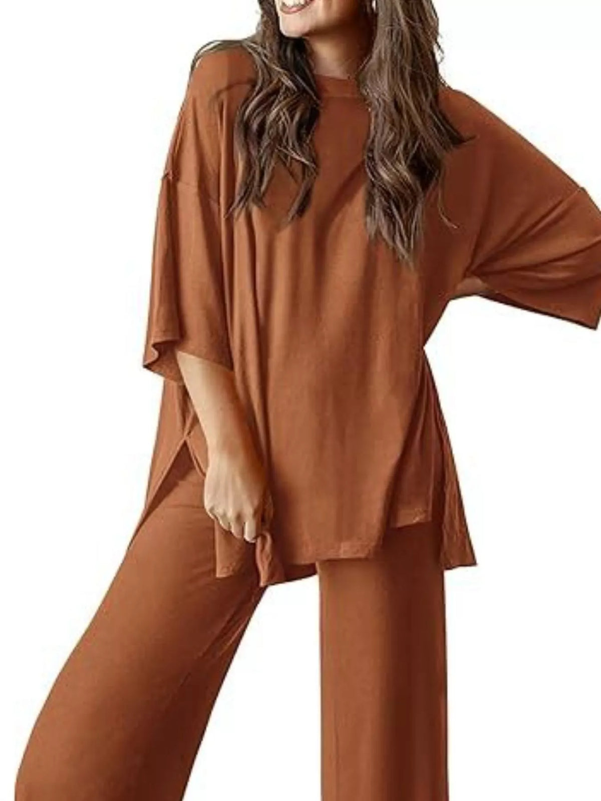 Lucinda set med slits, karamell