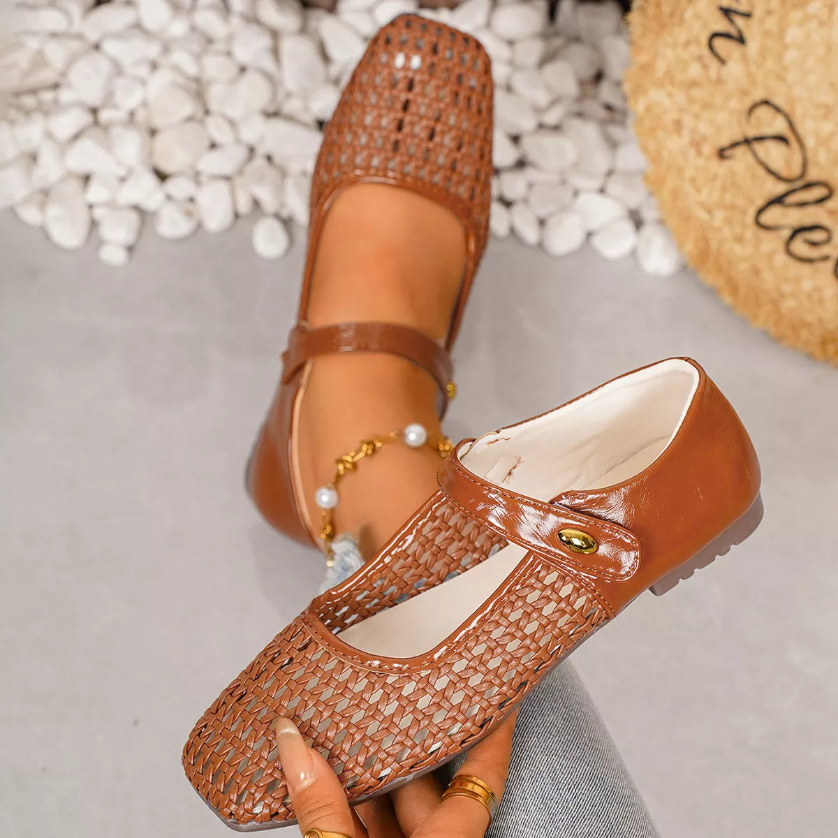 Alanna slip-ons i läderlook