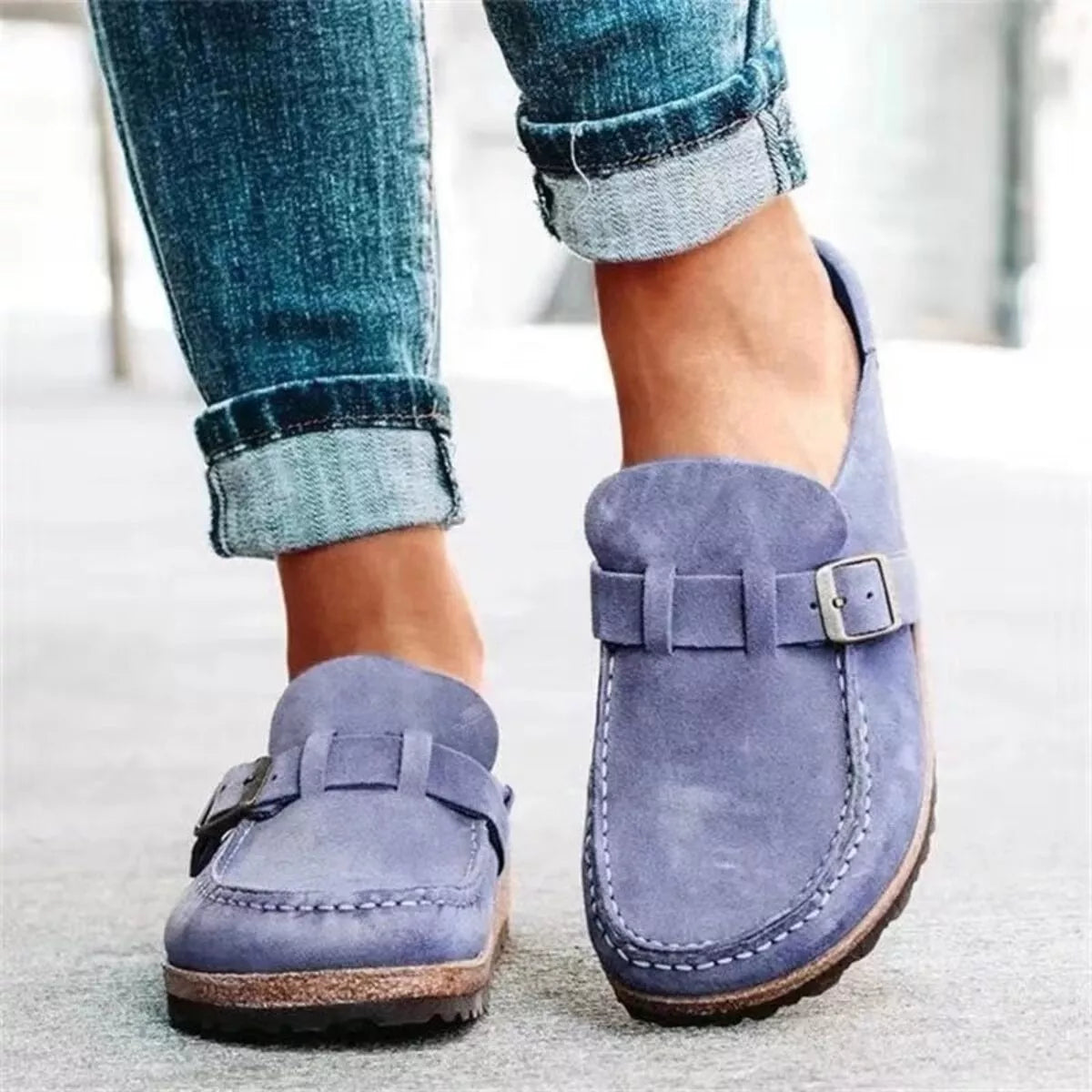 Henna platta slip-ons, lila