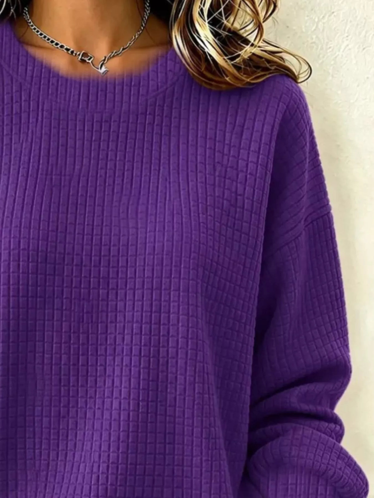 Alfrida våffelstickad sweatshirt