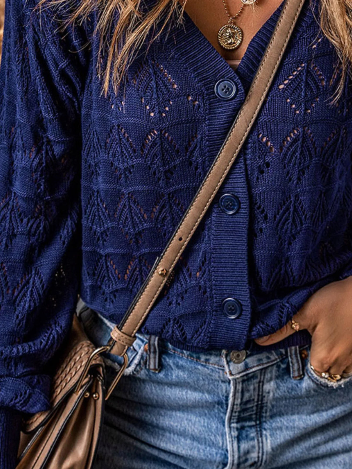 Rhea hålstickad cardigan