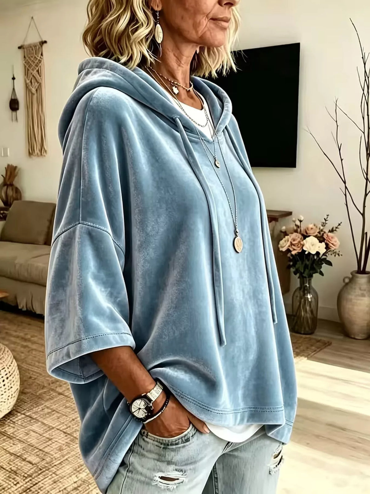 Agnes hoodie i sammet