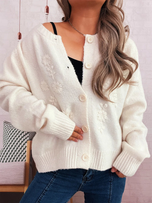 Angelina blommig cardigan, vit