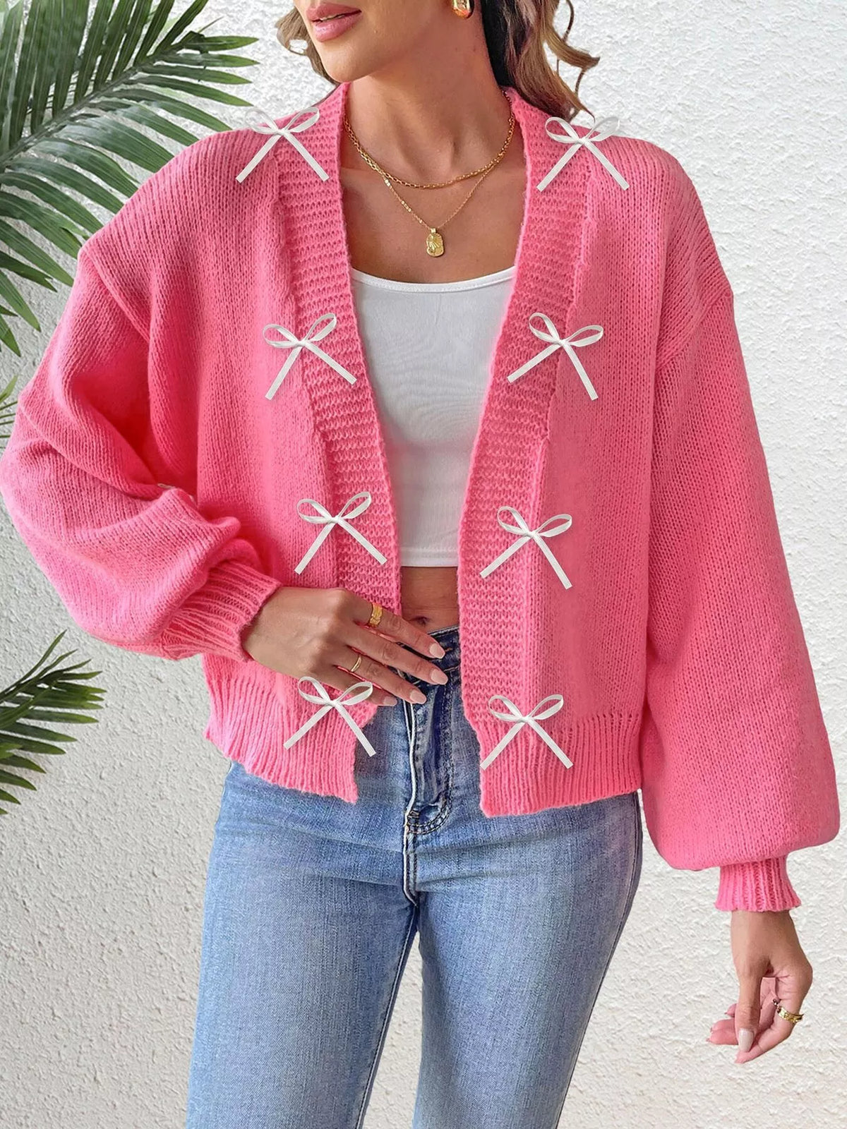 Monica cardigan med rosett