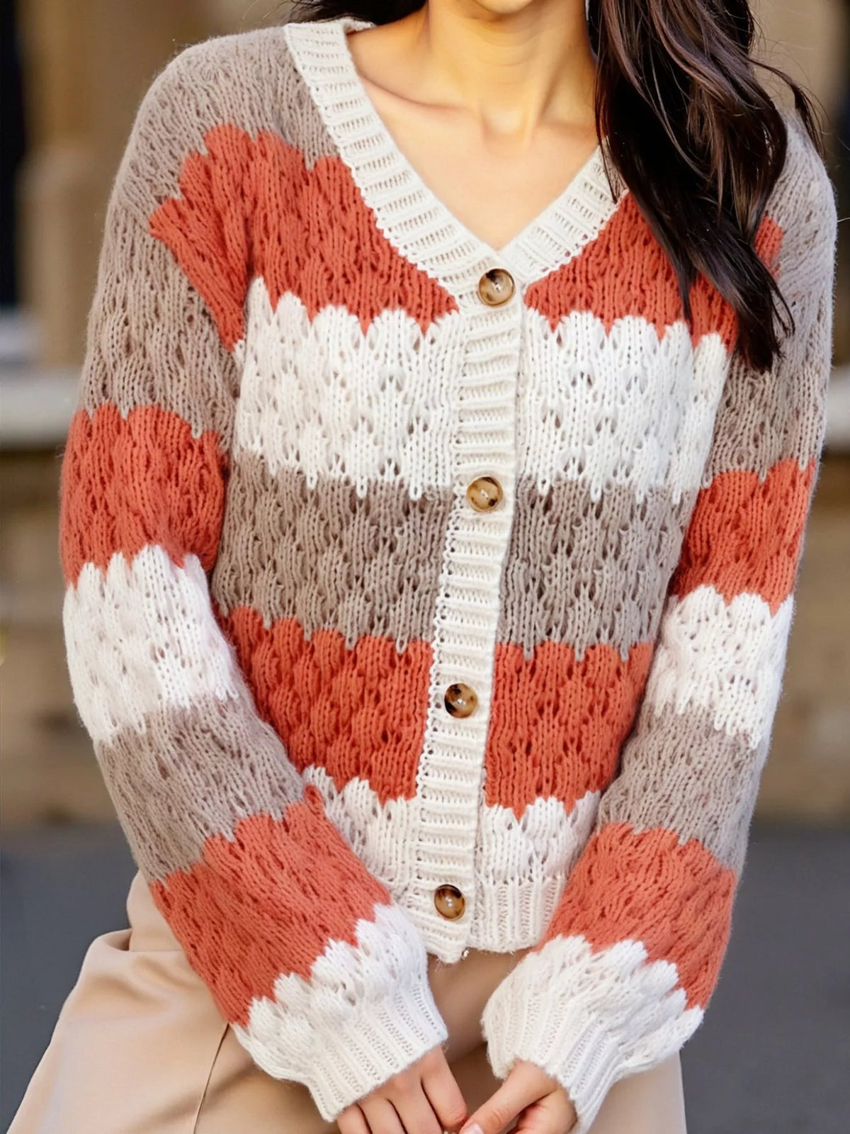 Magali cardigan med färgblock