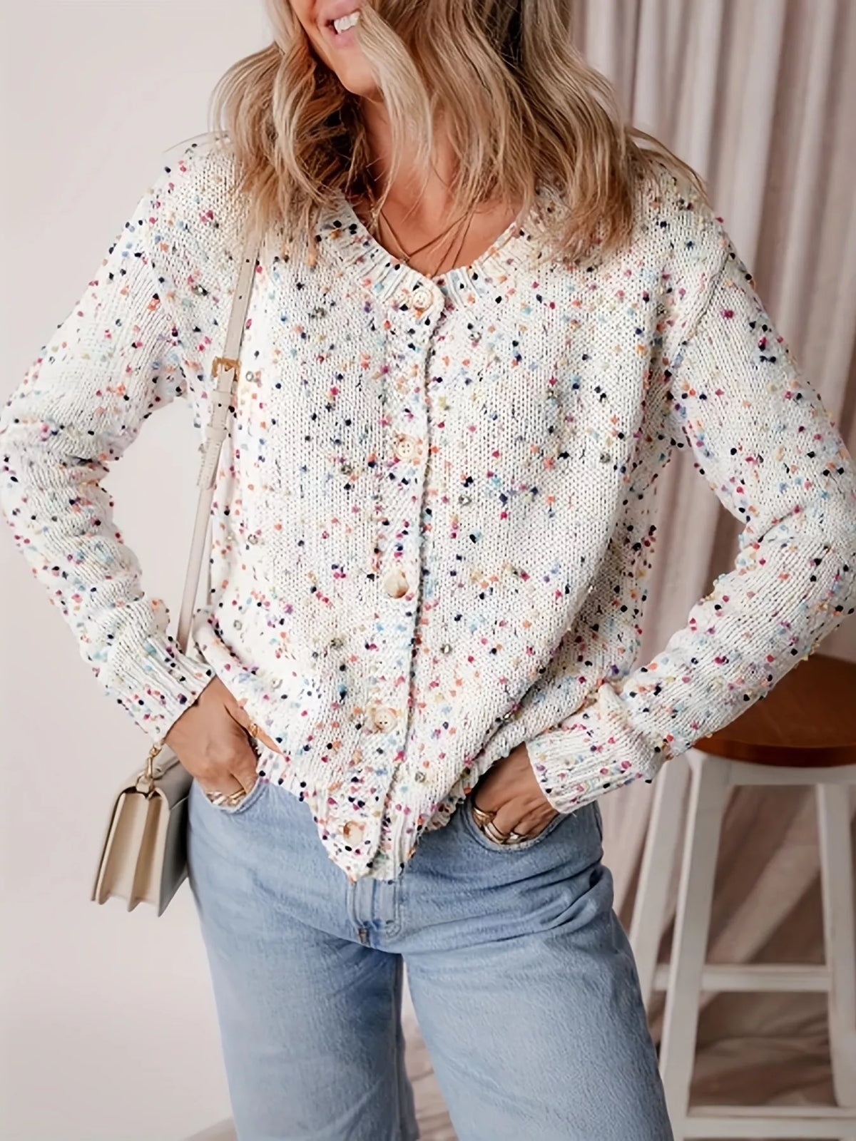Solana ribbstickad cardigan