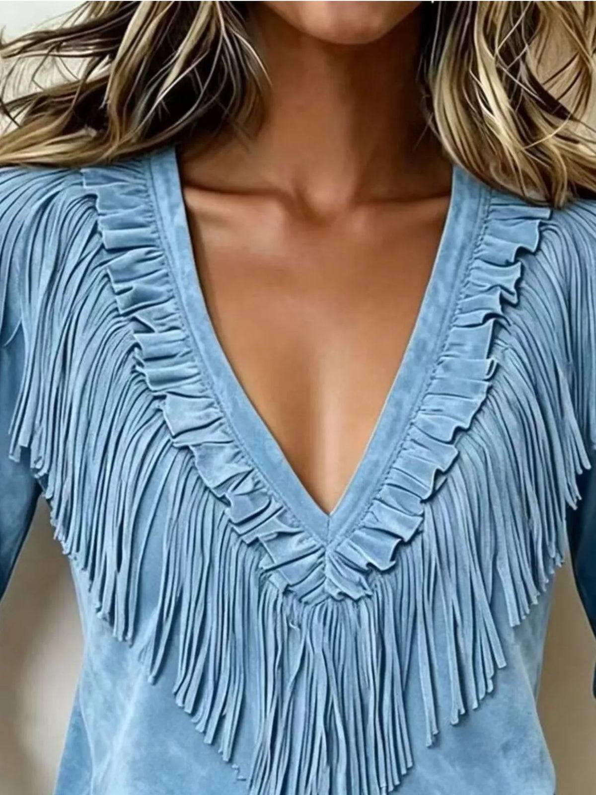 Edda blus med fransar