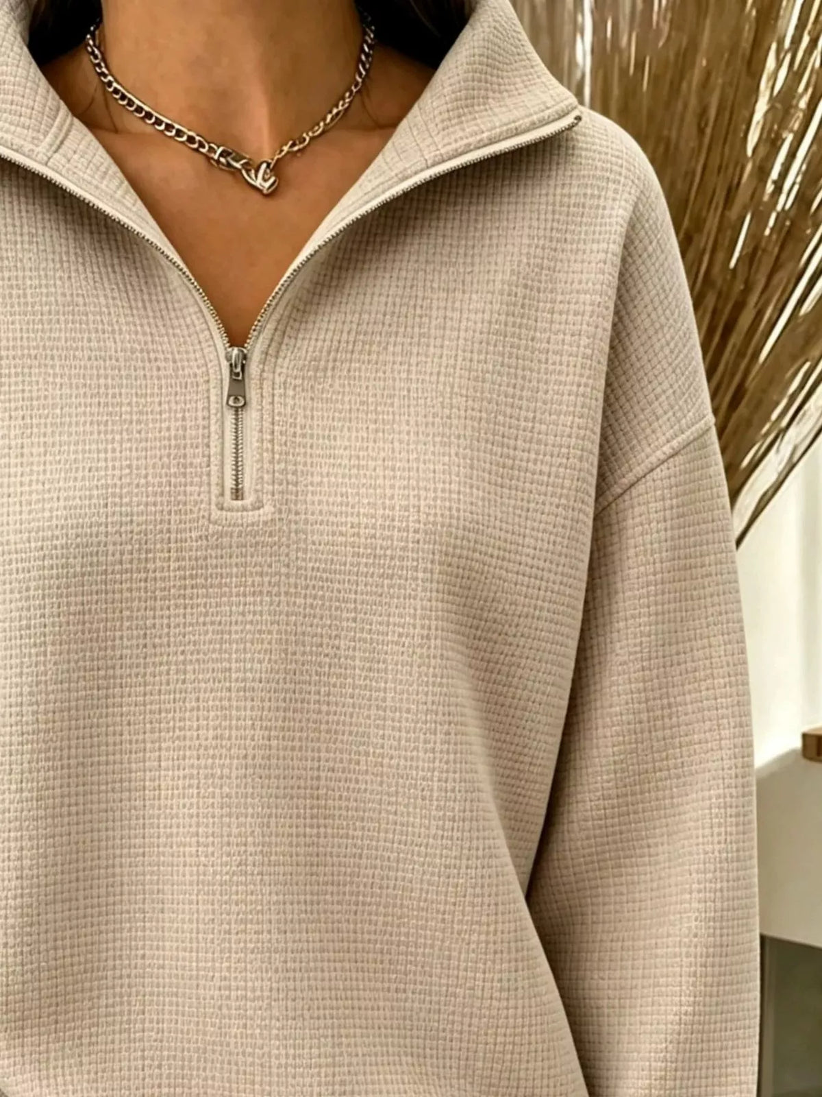 Daniela våffelstickad sweatshirt