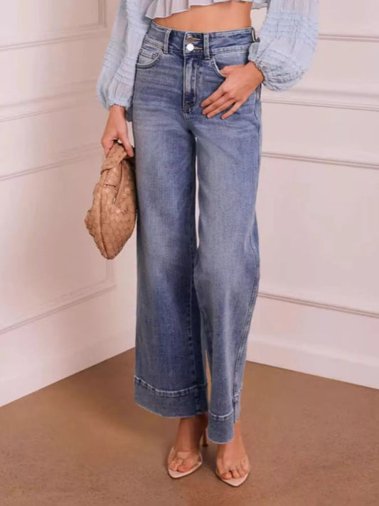 Helen högmidjade jeans, blå