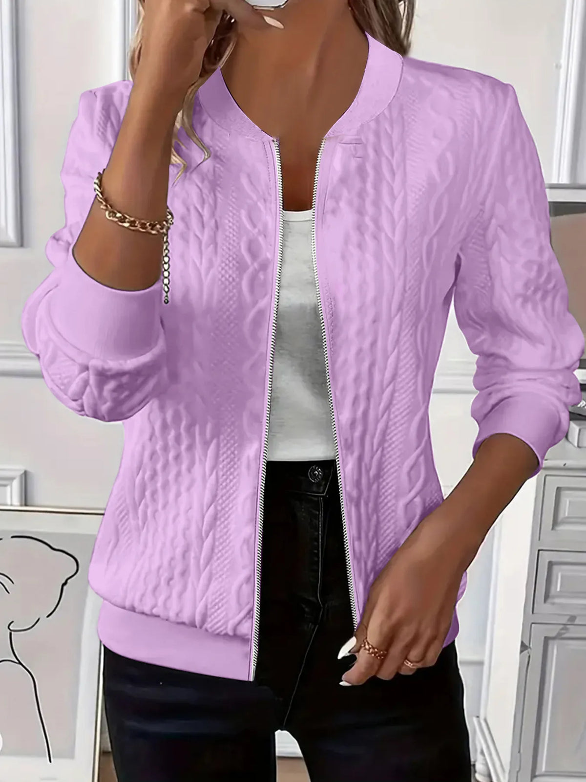 Tea texturerad jacka, lila