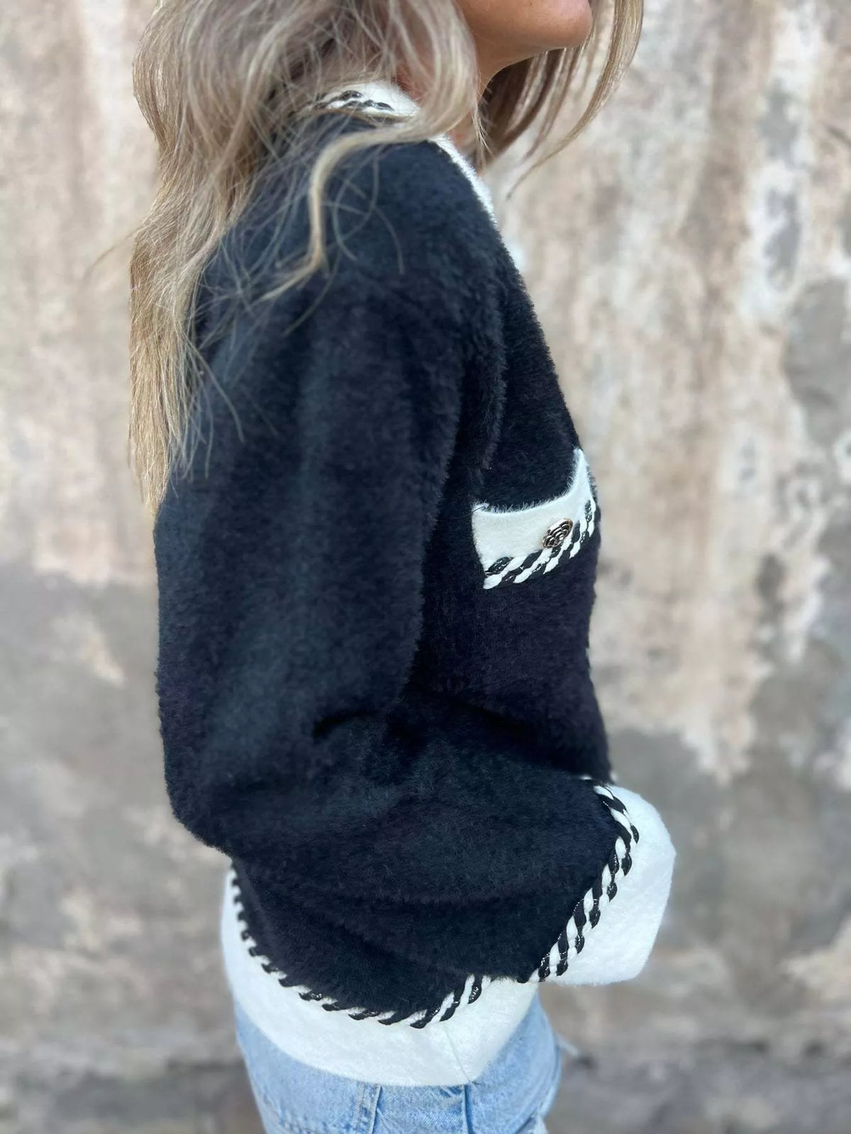 Clémence cardigan med kontrastkant