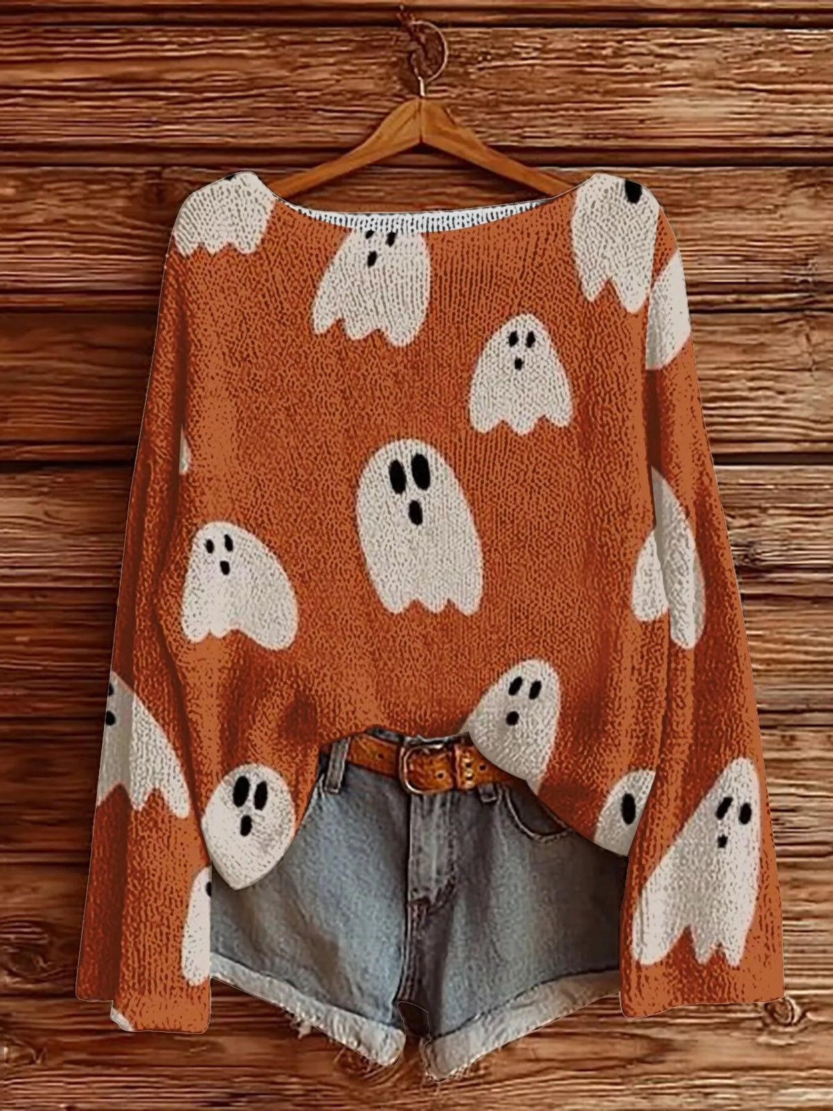 Åsne tröja med halloweenmotiv, orange