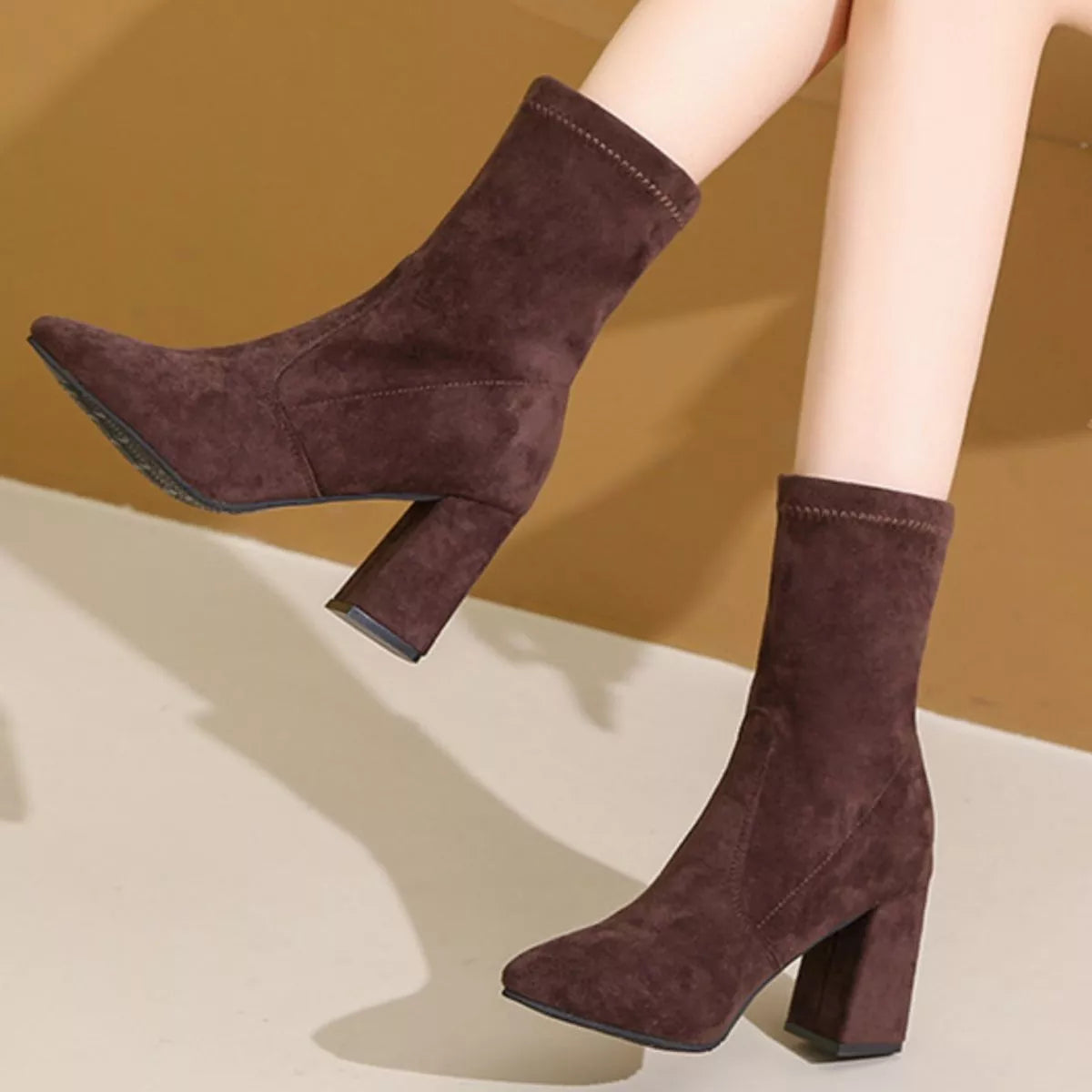 Elsbeth boots i mocka, chokladbrun