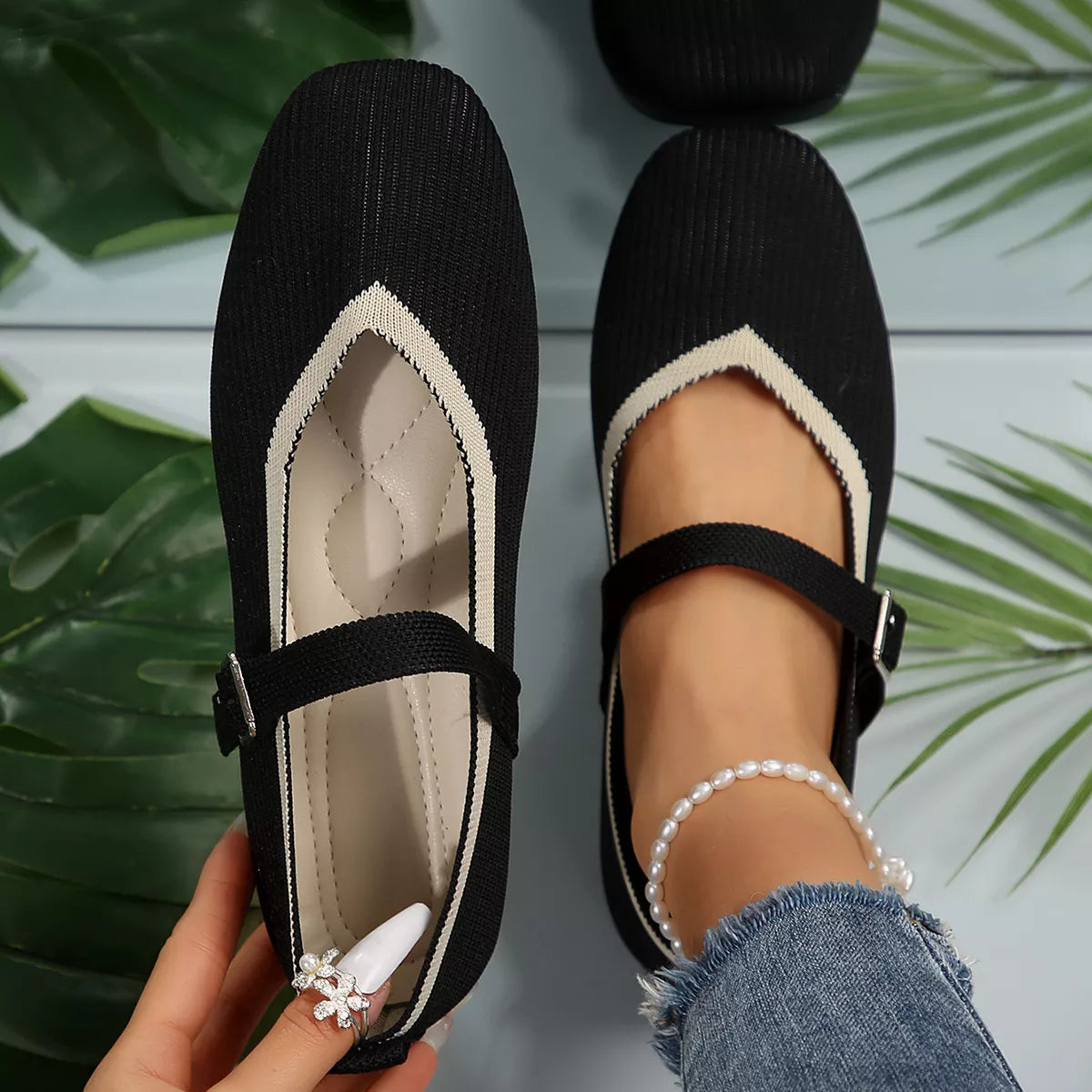 Sheryl slip-ons i mesh, svart