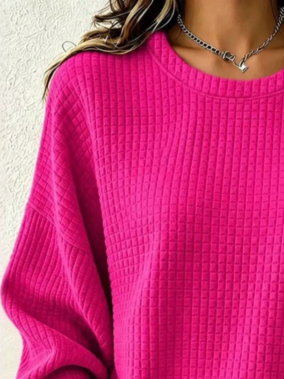 Alfrida våffelstickad sweatshirt