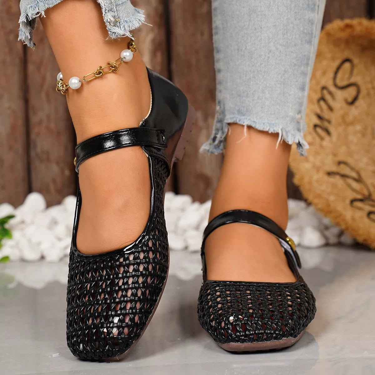 Alanna slip-ons i läderlook