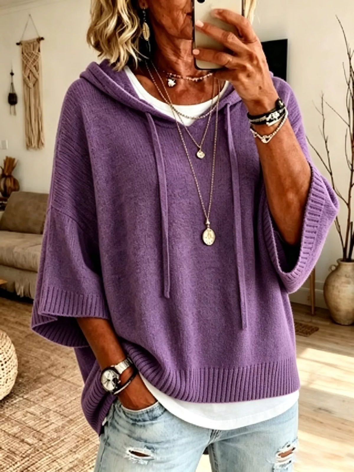 Deja hoodie med fladdermusärm
