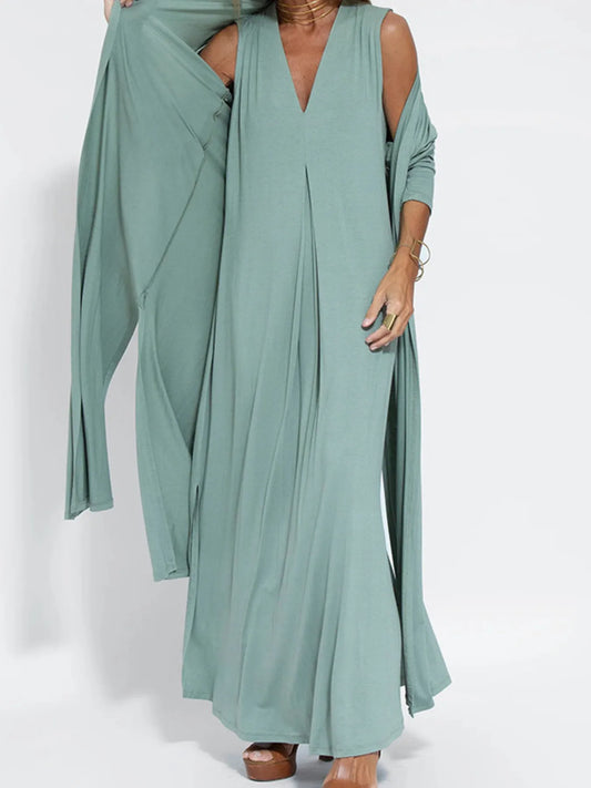 Milla cardigan med slits, blågrön