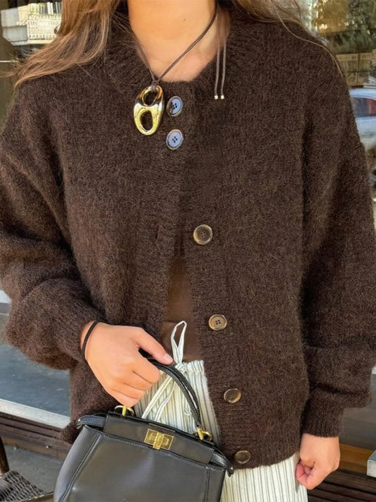 Athena kort cardigan, brun