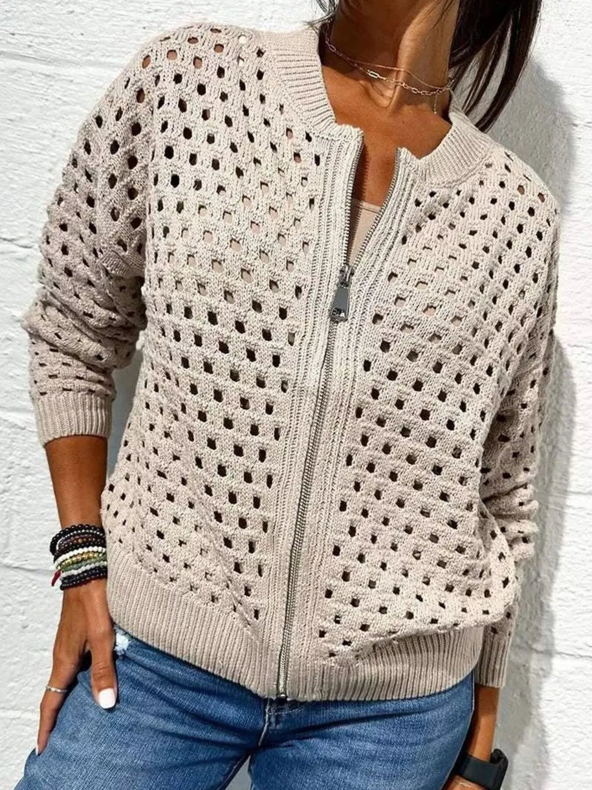 Sissel virkad cardigan, aprikos