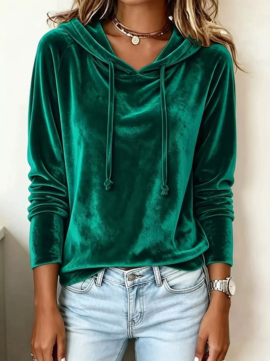 Albertina hoodie i sammet, grön