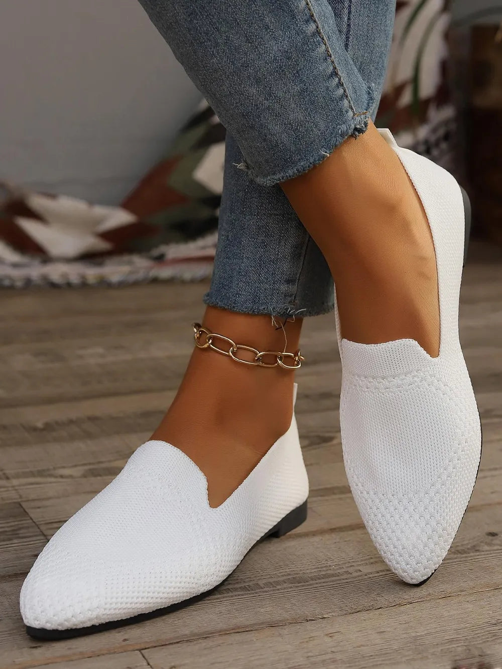 Xanthe spetsiga slip-ons, vit