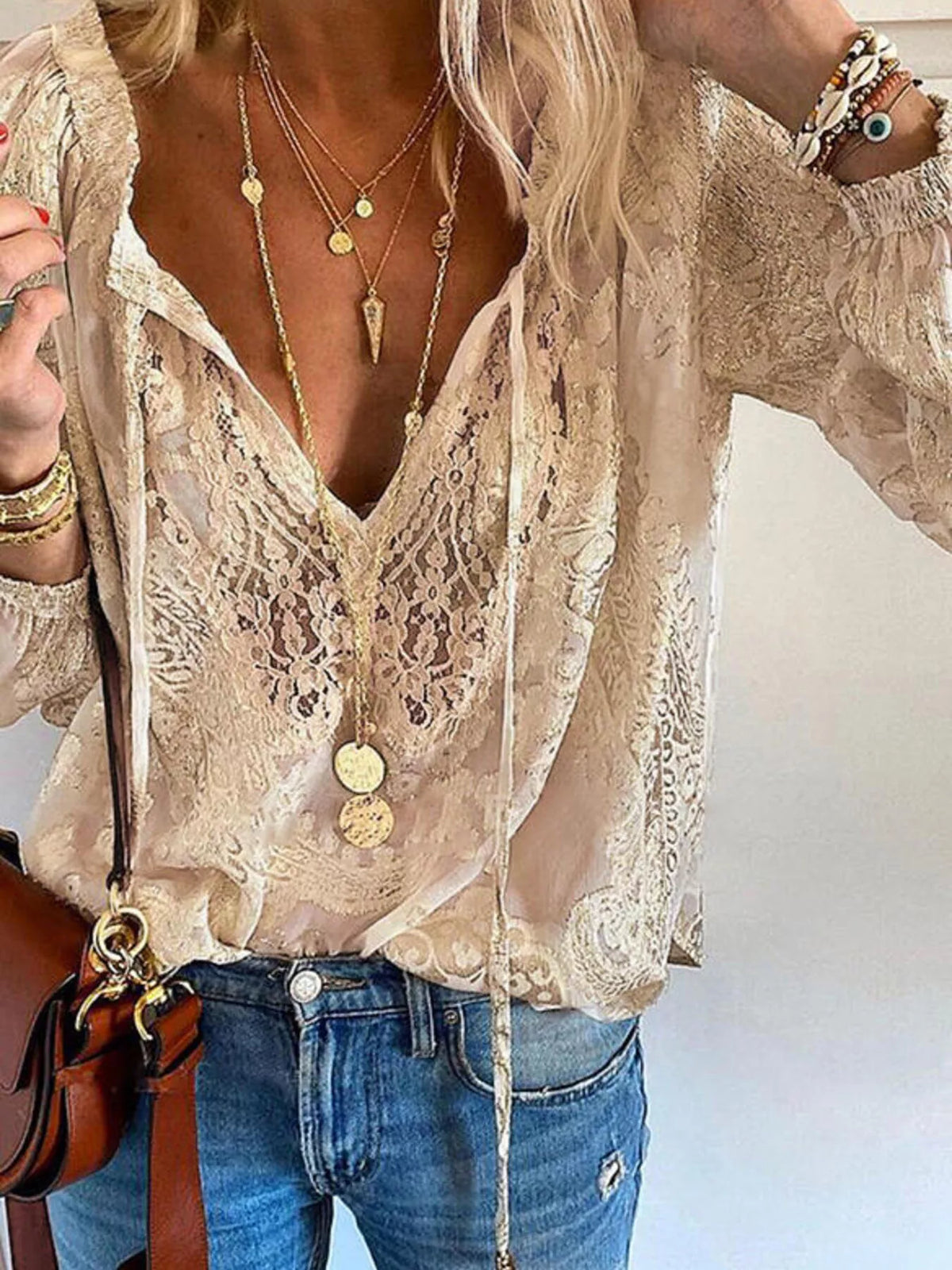 Christina blus med spets