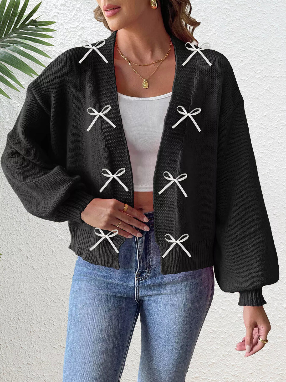Monica cardigan med rosett