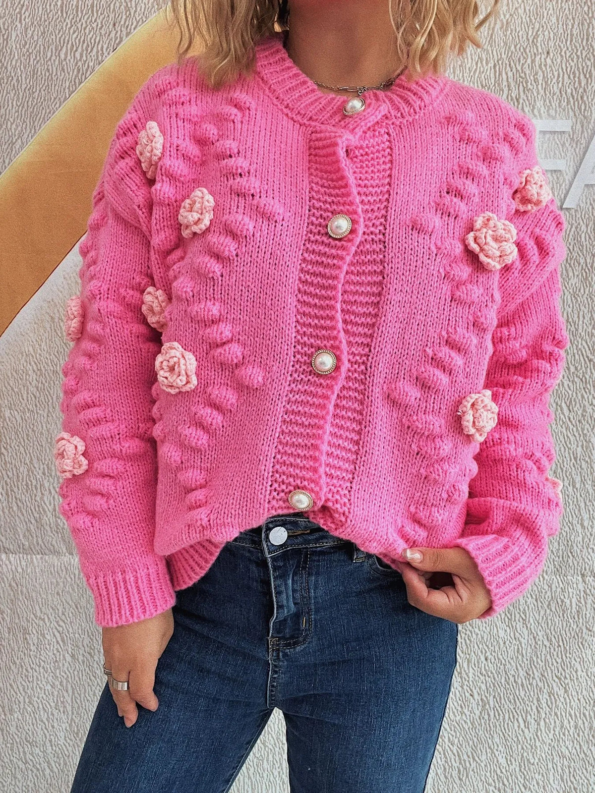 Ina cardigan med blomdetaljer