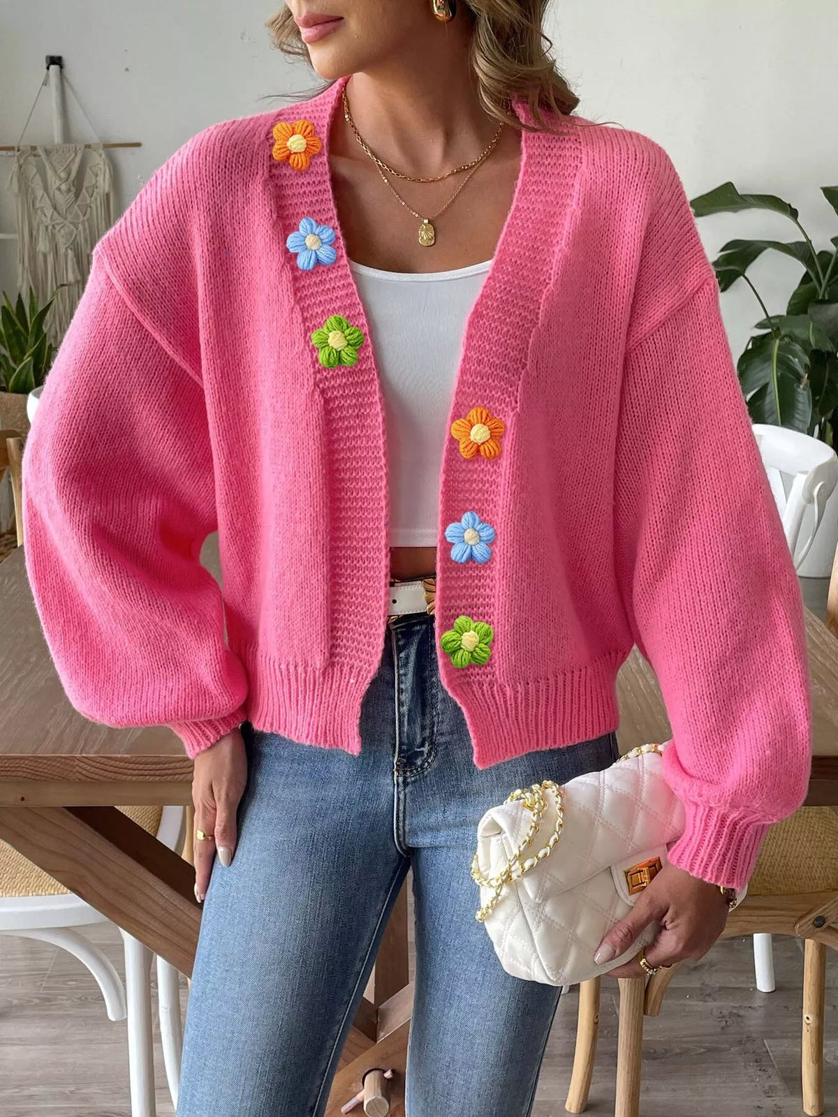 Mätta blommig cardigan