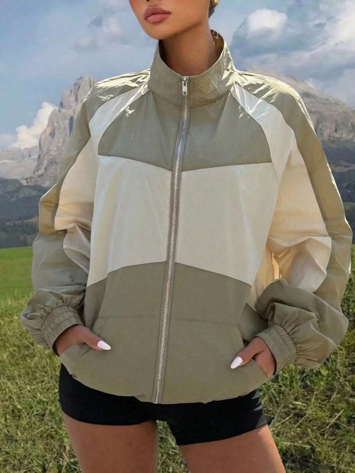 Rosita jacka med färgblock, grön